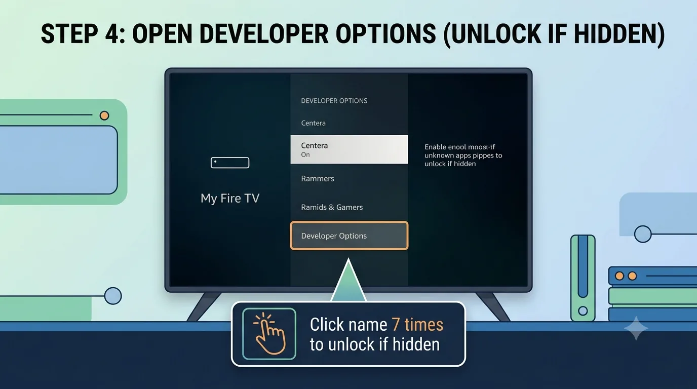 Placeholder showing Developer Options on Fire Stick