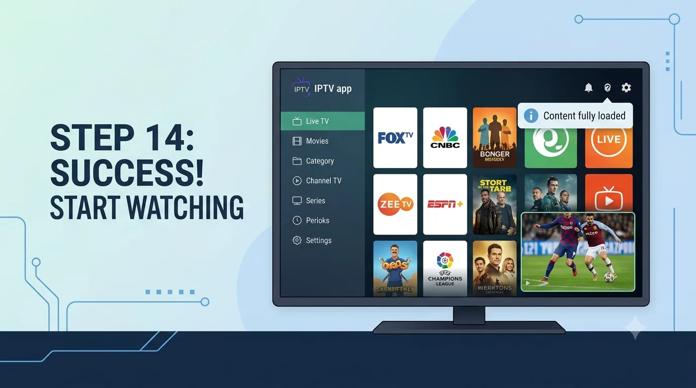 Placeholder showing IPTV content categories loaded